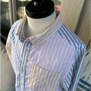 ROWING BLAZERS 🚣 Boys All Cotton Multicolored Bengal Stripe ‘Fun’ Shirt - Sz L